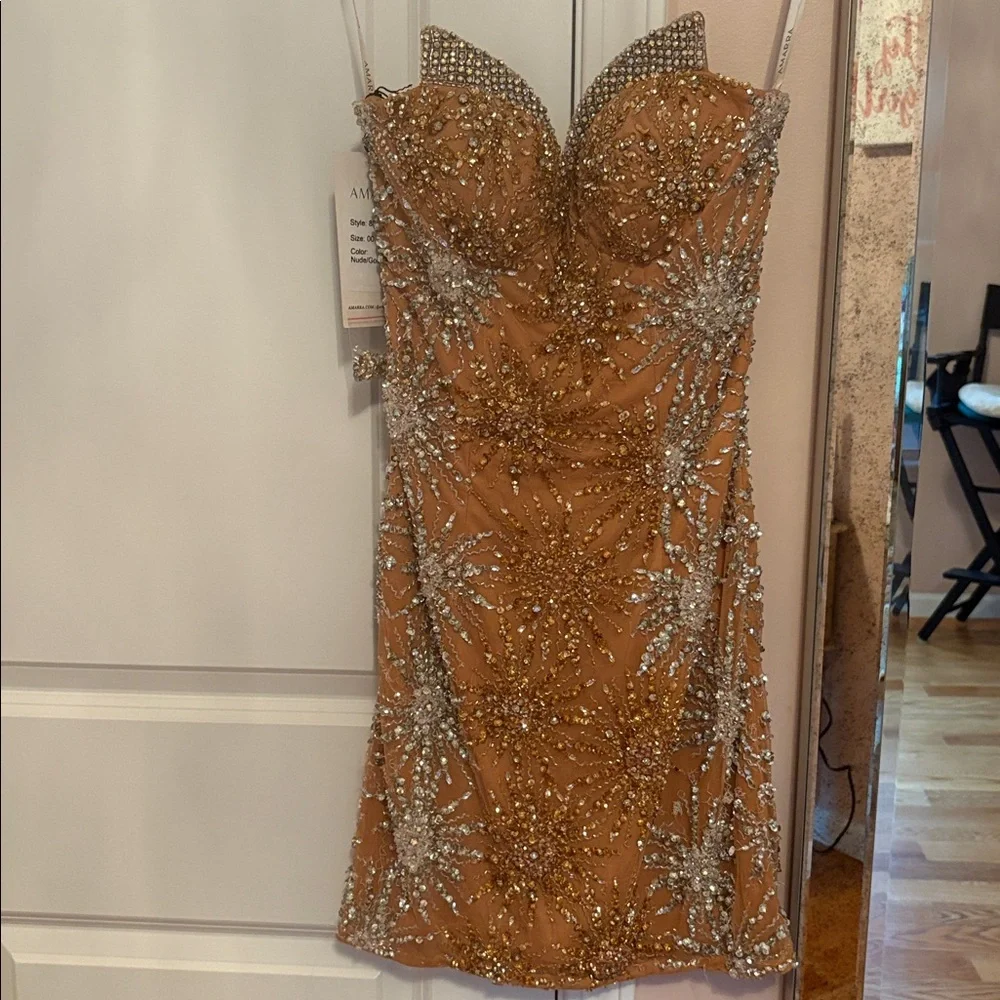 Sparkling Strapless Amarra Sequin Dress - Picture 7 of 8
